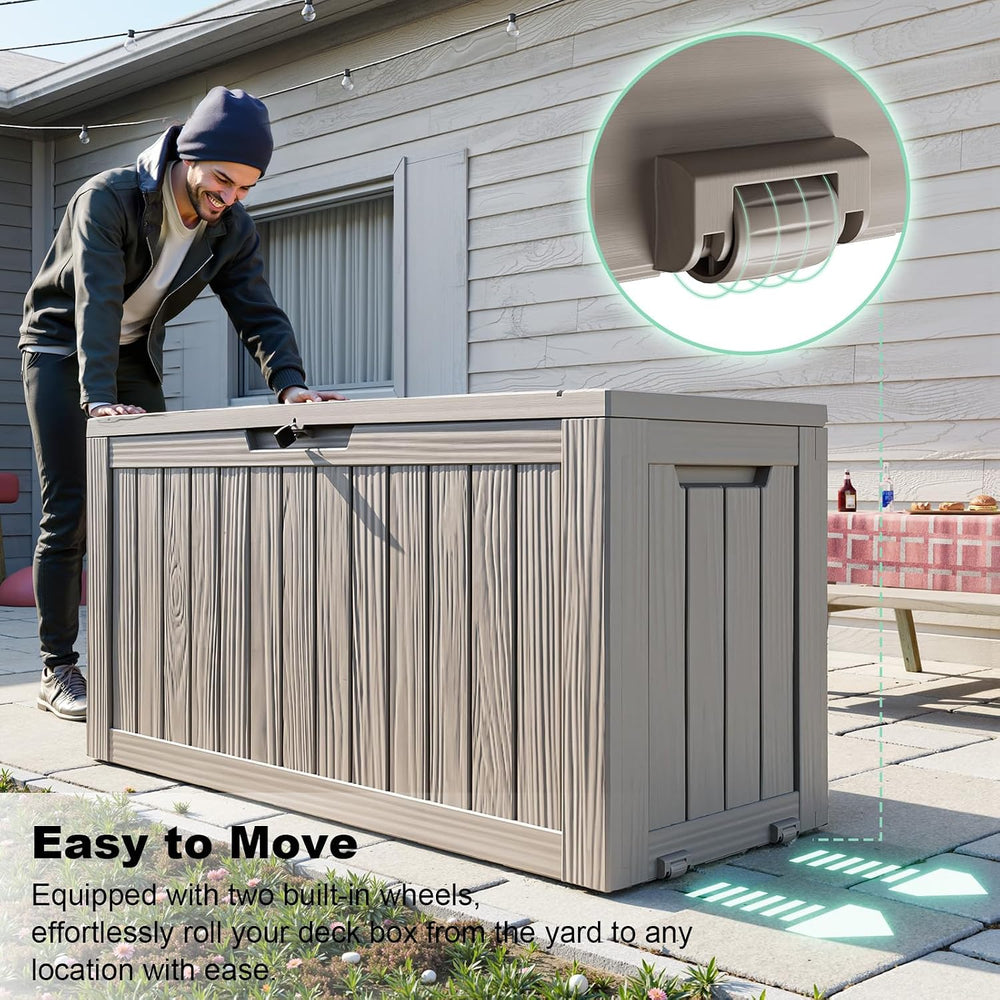 PatioZen 75 Gallon Outdoor Deck Box,Waterproof Resin Outdoor Storage Boxes, O...