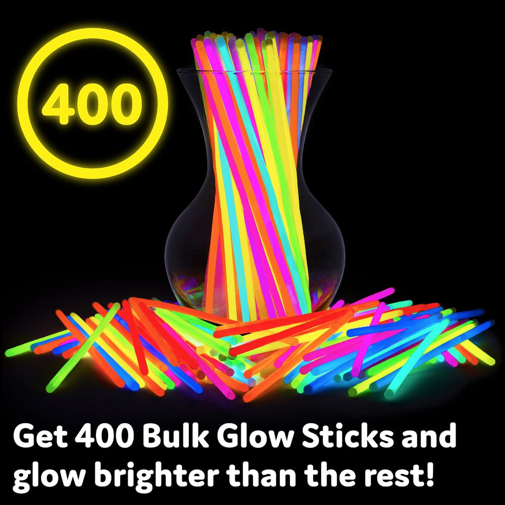 PartySticks Ultra Bright Glow Sticks Bulk Party Supplies 400 Pack - 8" G...