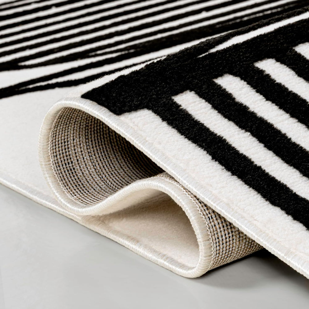 JONATHAN Y Nordby High-Low Arch Striped Black/White Indoor Area Rug, 4x6, Ind...