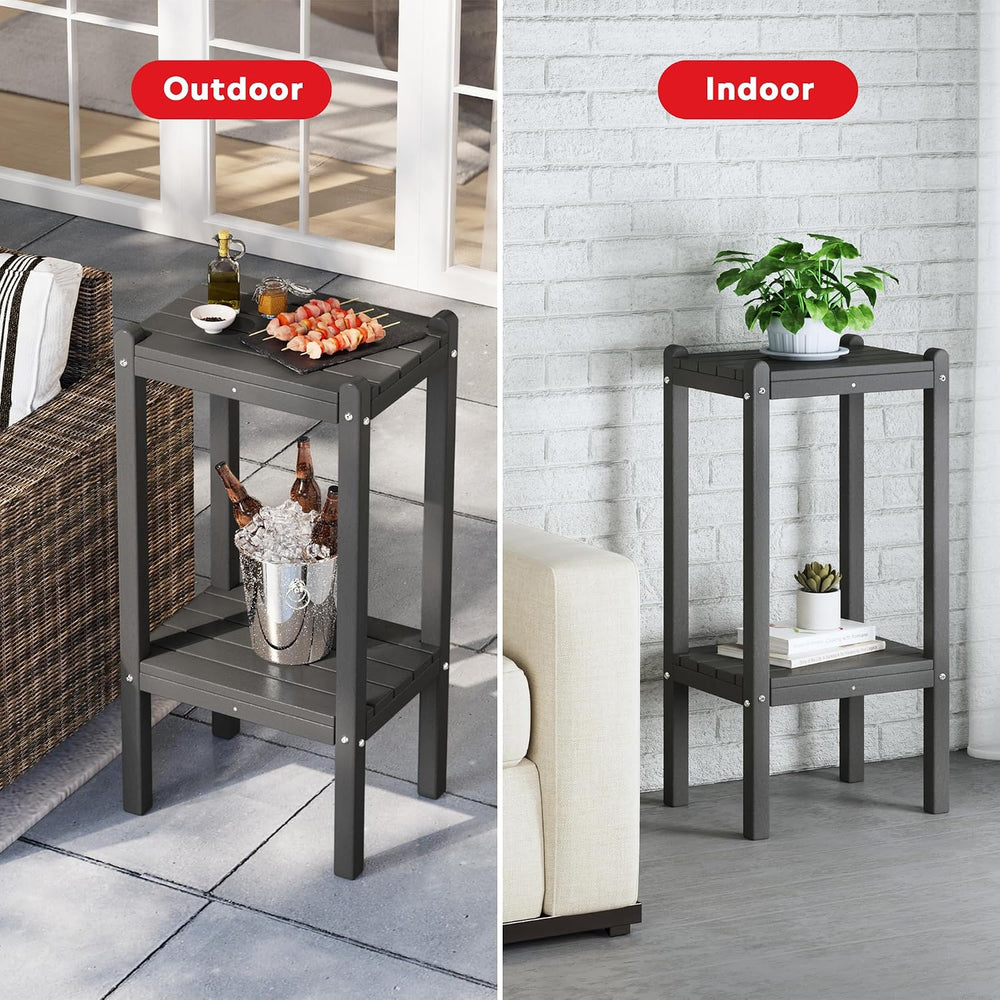 Costaelm Outdoor Side Table, 2-Tier Small Patio Coffee Tables for Outside, Ou...