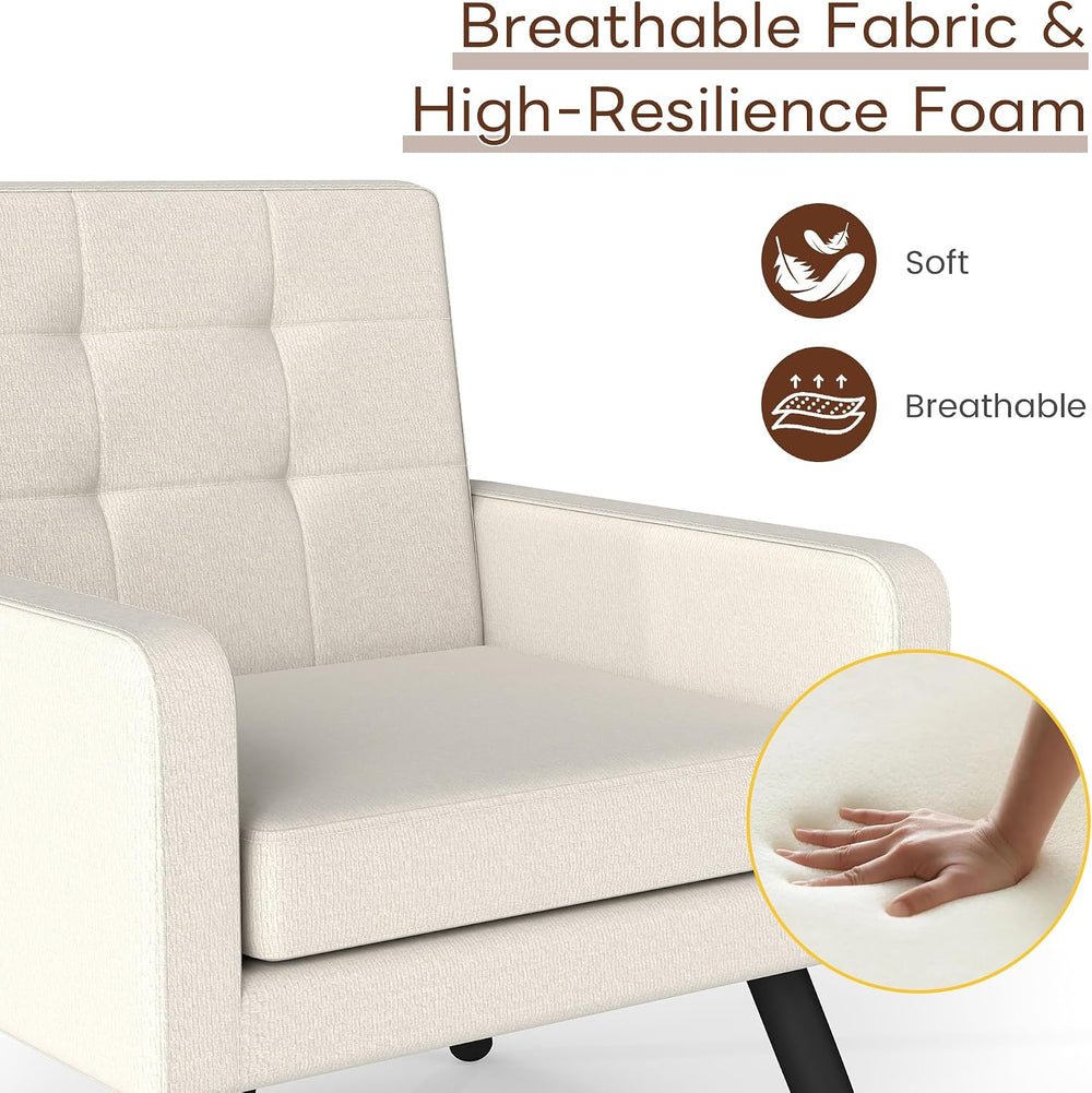 Accent Chair for Living Room, Comfy Upholstered Armchair, Cream