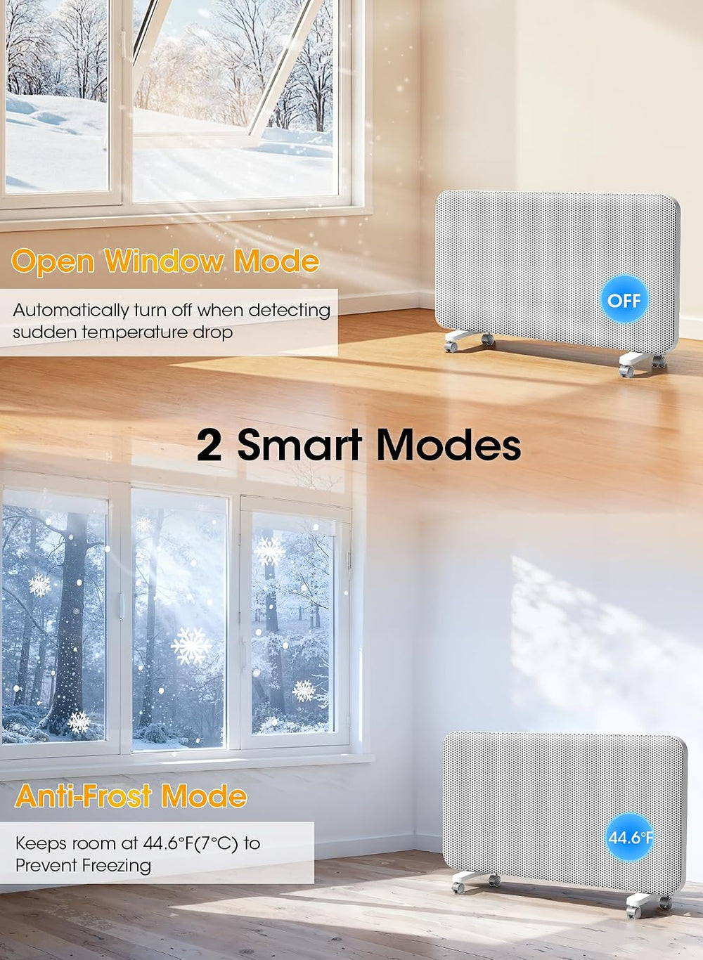 Convection Panel Space Heater Indoor Use, Large Room Electric Heater with Wif...