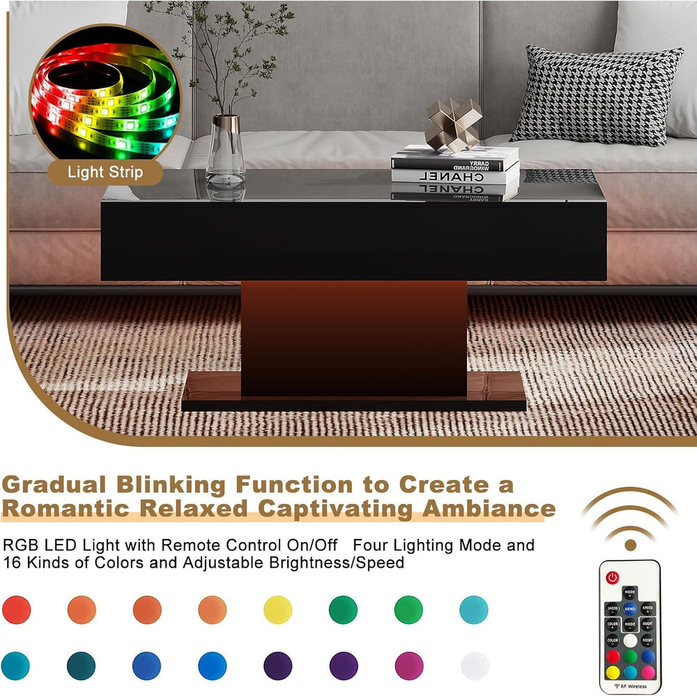 HedoAjim Led Coffee Table for Living Room, Living Room Table Rectangular Cent...