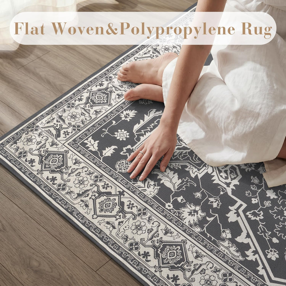 AMOAMI-Outdoor Rug-Patio Rug 5x8 ft Quick Dry Flatweave Textured Machine Wash...