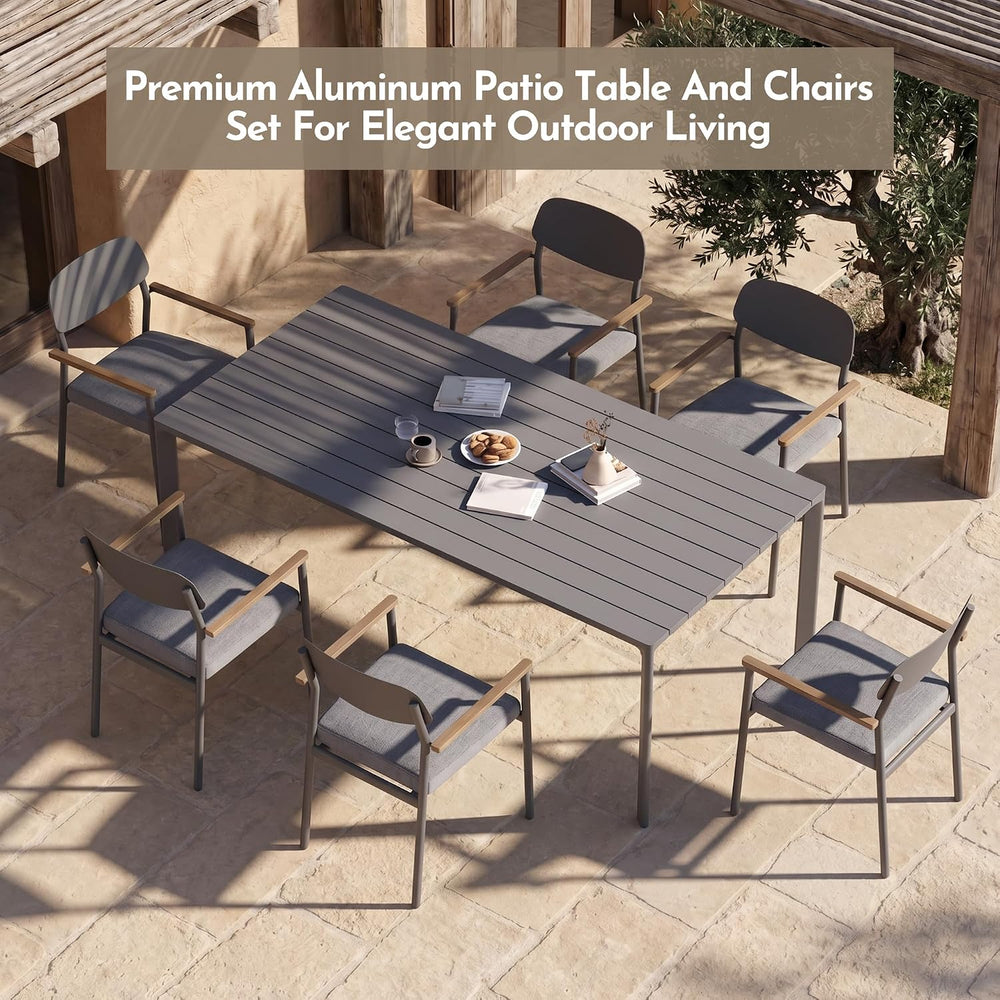 Modern Shade Luxury Outdoor Dining Set for 7, Outdoor Table and Chairs Set wi...