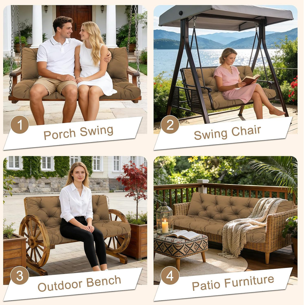 40" Porch Swing Cushions Outdoor, 5" Thick Waterproof 2-3 Seater