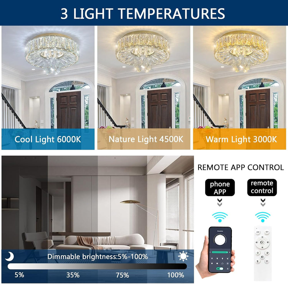 Mini Chandelier Modern Crystal Chandeliers for Hallway LED Flush Mount Ceilin...