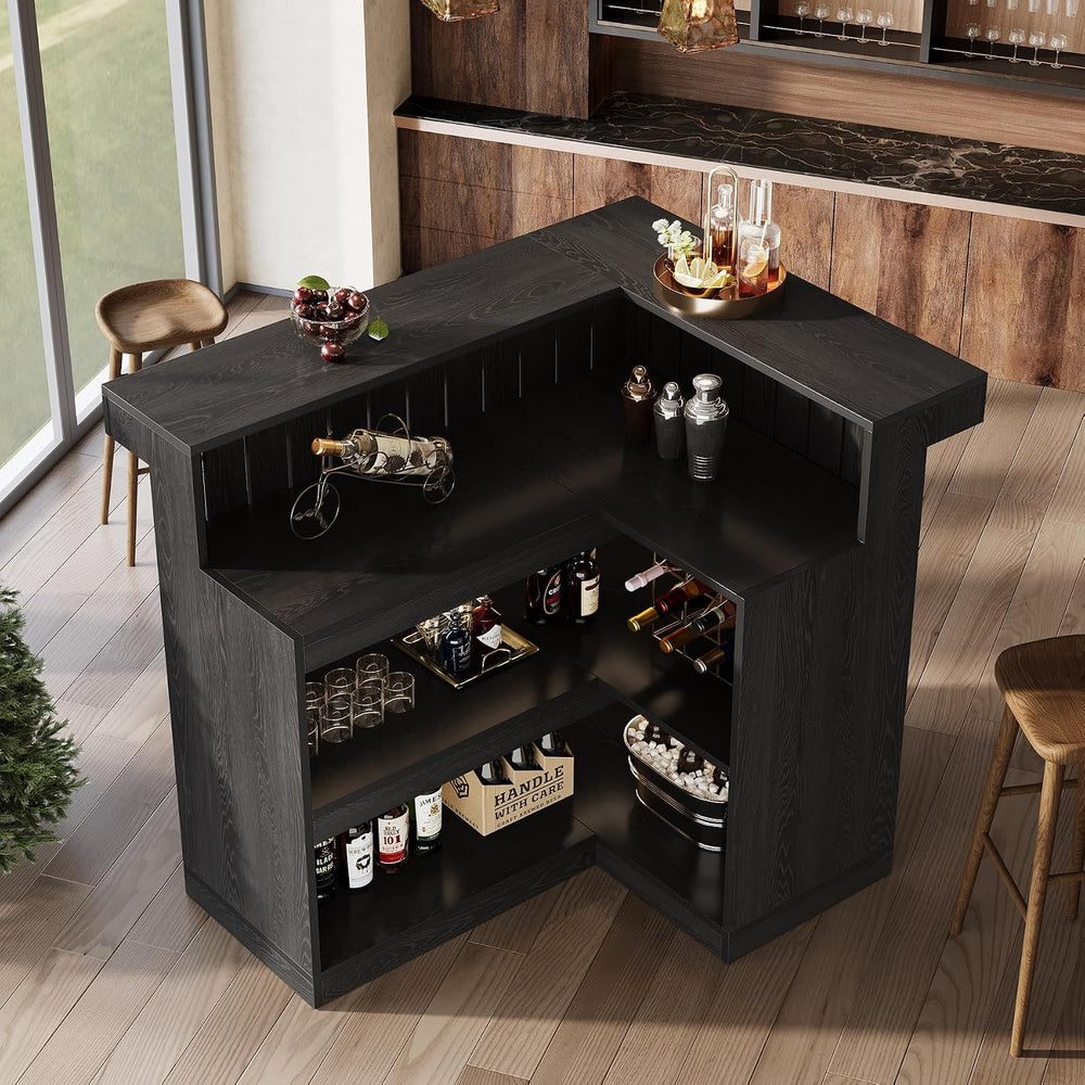 Tribesigns L-Shaped Home Bar Unit, 4-Tier Corner Bar Table