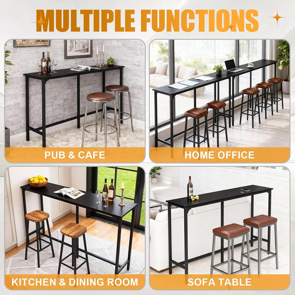 Karl home 71" Bar Table w/Triangular Support, 220 lbs, Black