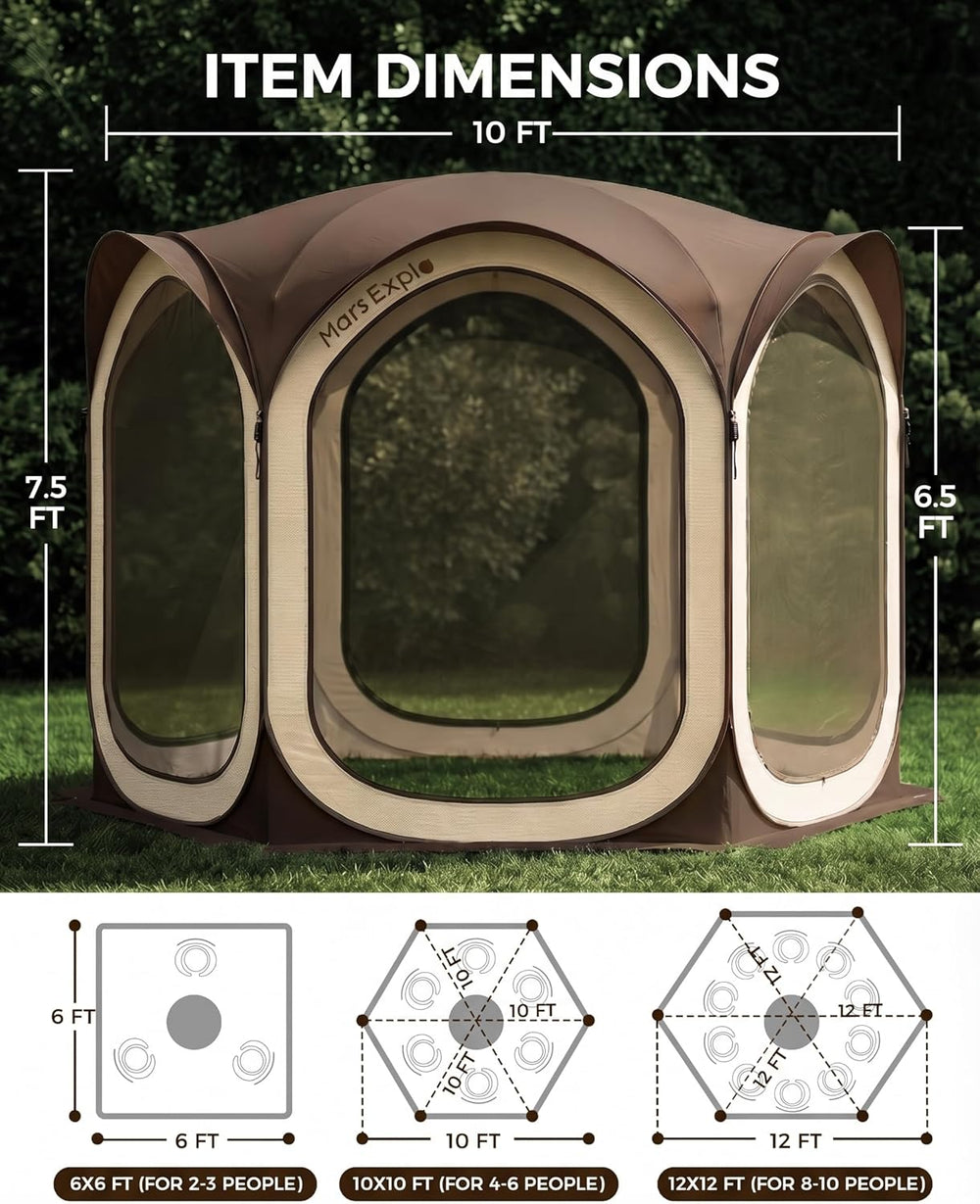 Screen Pop Up House Room Tent, Canopy Sun Shade Shelter for Patio, Backyard, ...