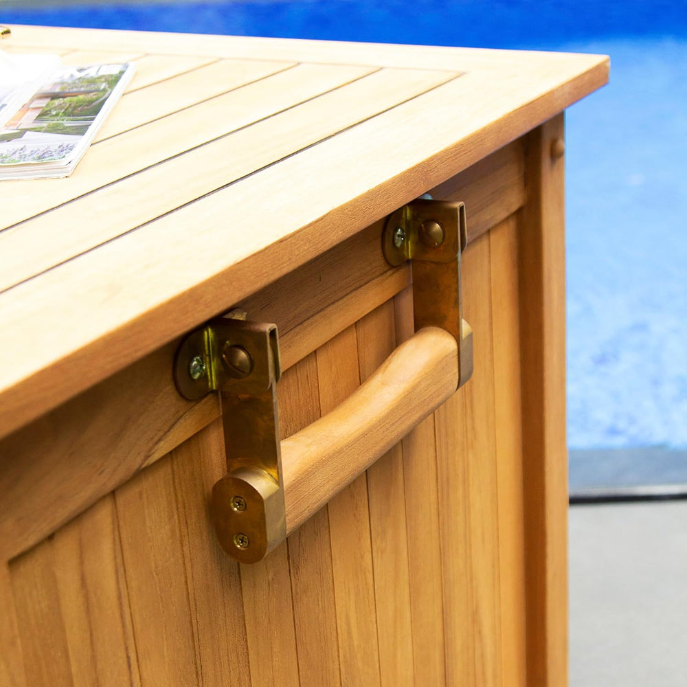 Cambridge Casual Arie Teak Outdoor Deck Storage Box Include Free Water Resist...