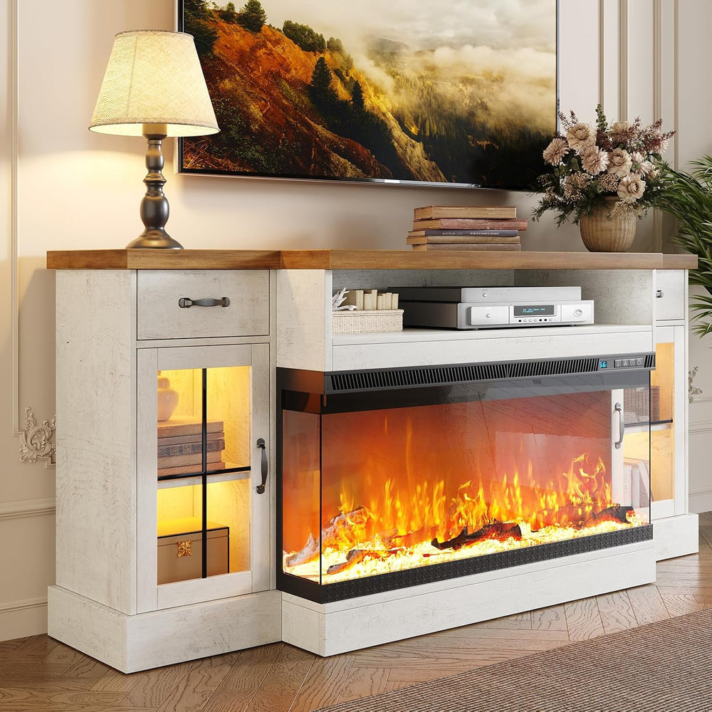 70" Fireplace TV Stand for TVs Up to 80" & Adjustable Shelves, ...