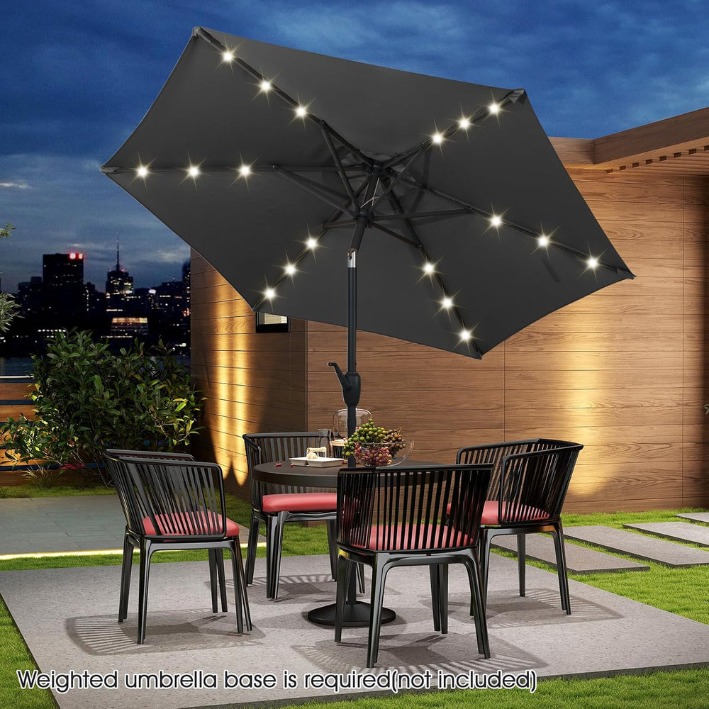 Tangkula 7.5FT Solar LED Patio Umbrella, Outdoor Heavy Duty Market Table Umbr...