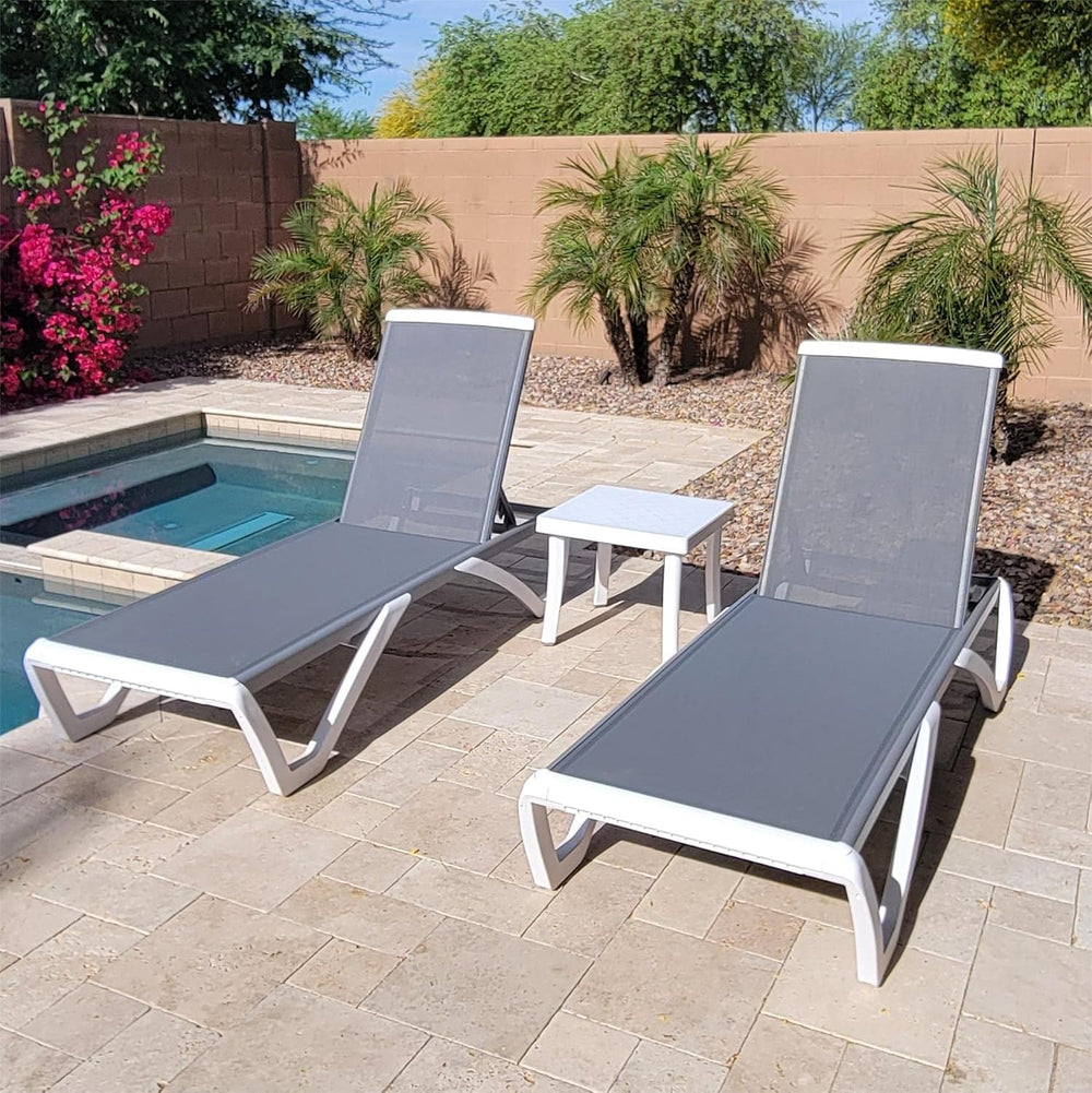 Domi Patio Lounger Chair Outdoor,Pool Lounge Chairs Set of 2 with Table