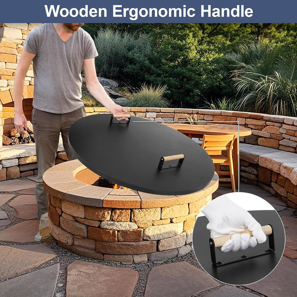 1MORE Fire Pit Lid Round 34"w/Handles,Firepit Cover,All-season Protective