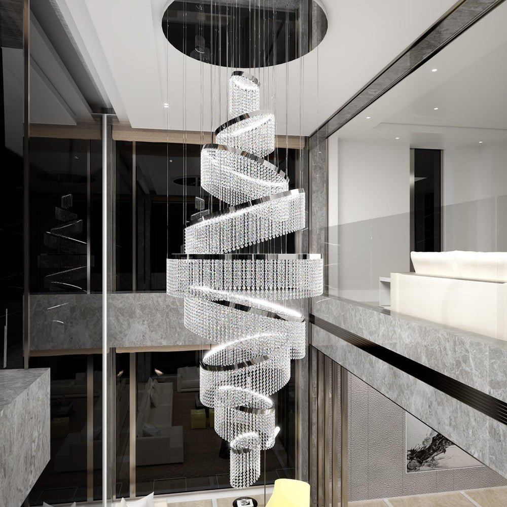 Flashing God H120'' Large 9-Tier Crystal Chandelier for High Ceiling ...