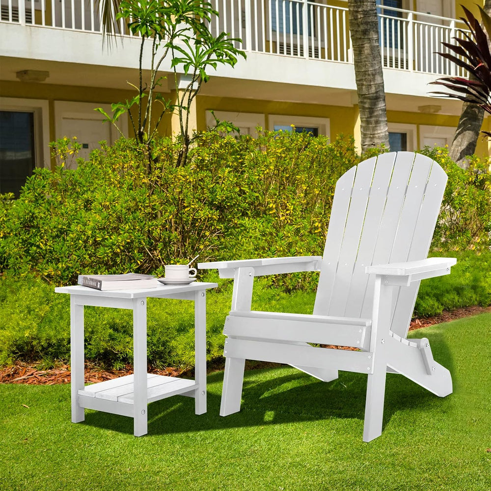 Meluvici Double Adirondack Outdoor Side Table Weather Resistant, Patio Rectan...