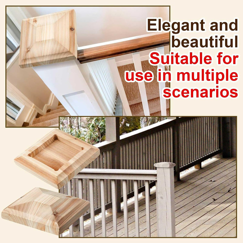 Hosuly 3 Pcs 3 x 3 Wood Post Top Fence Cedar, Pyramid Style