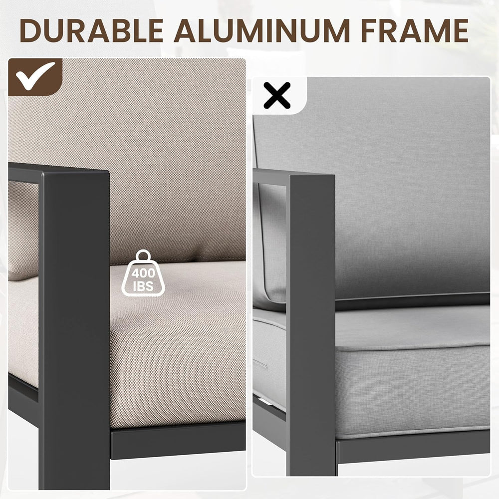 Aluminum Outdoor Furniture Loveseat with Thick Cushion Patio Love Seat Sofa