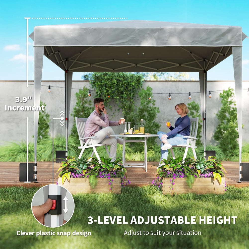 Outsunny 10 x 10 ft Pop Up Canopy Tent with Sidewalls UPF50+, Light Gray