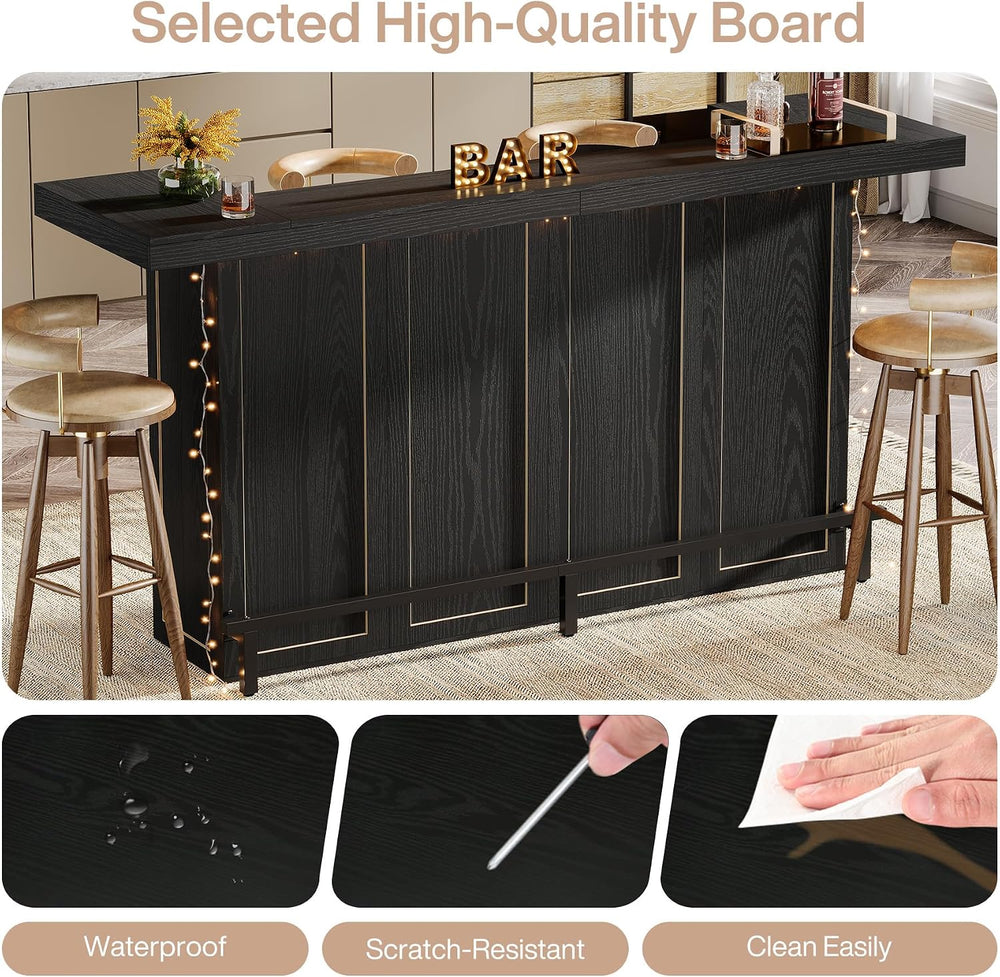Tribesigns 4-Tier Bar Table, 70.9-Inch Large Home Bar Unit, Black