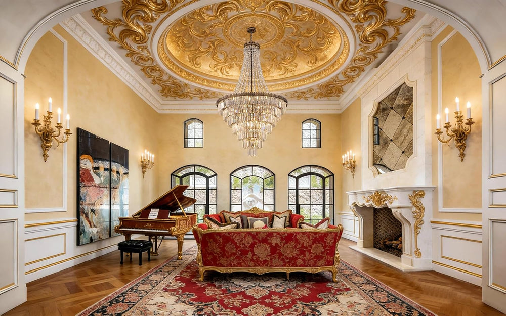 TOCHIC French Empire Crystal Chandelier 34" W Large High Ceiling Chandelier