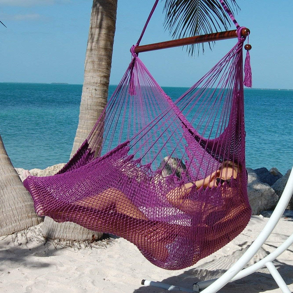 Large Caribbean Hammock Chair - 48 Inch - Polyester - Hanging Chair - Purple