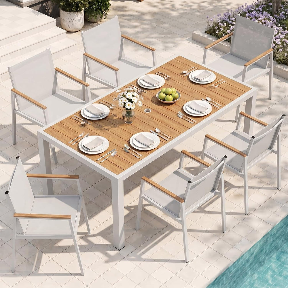 Outdoor Dining Chairs Set of 2, Aluminum Patio Armchairs, All Weather Patio D...