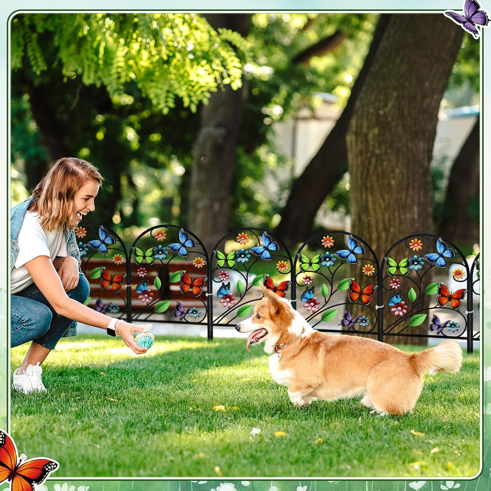 Yaocom 12 Pack Butterfly Garden Fence 16.5" H x 11.8" W Metal Stake