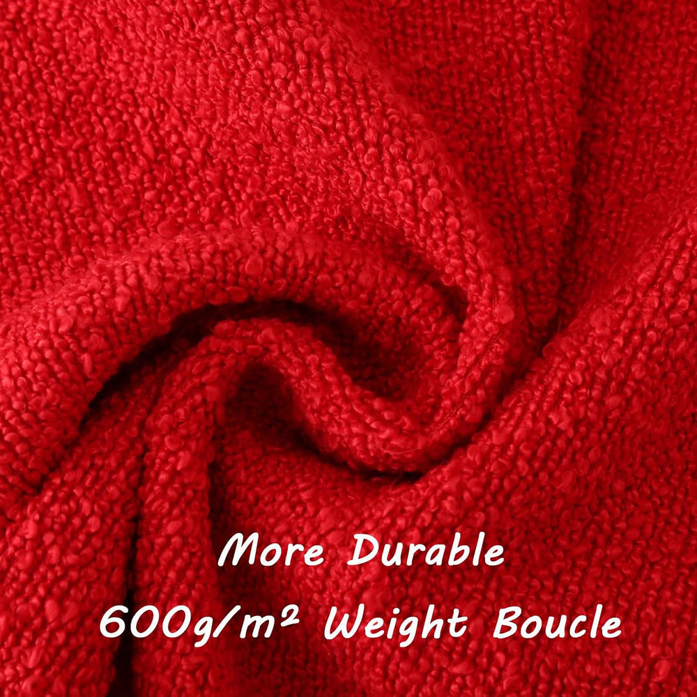 FUTEI Pack of 2 Boucle Textured Throw Pillow Covers 24x24 Inch, Red