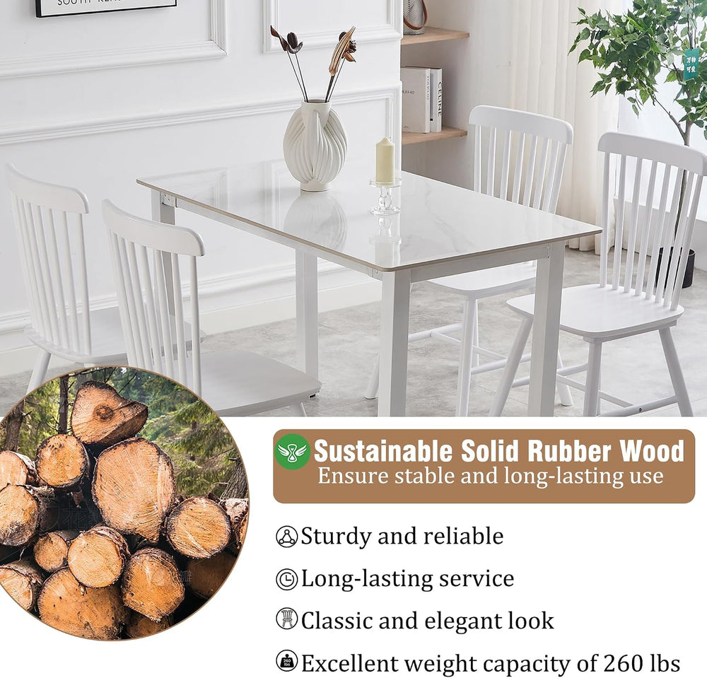 Dining Chairs Set of 6, Farmhouse Solid Wood Windsor Kitchen Chairs Set with ...