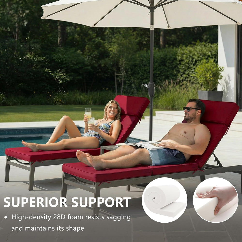 80 x 26 Inch Outdoor Chaise Lounge Cushions Set of 2 - Removable Cover, 4-Sec...