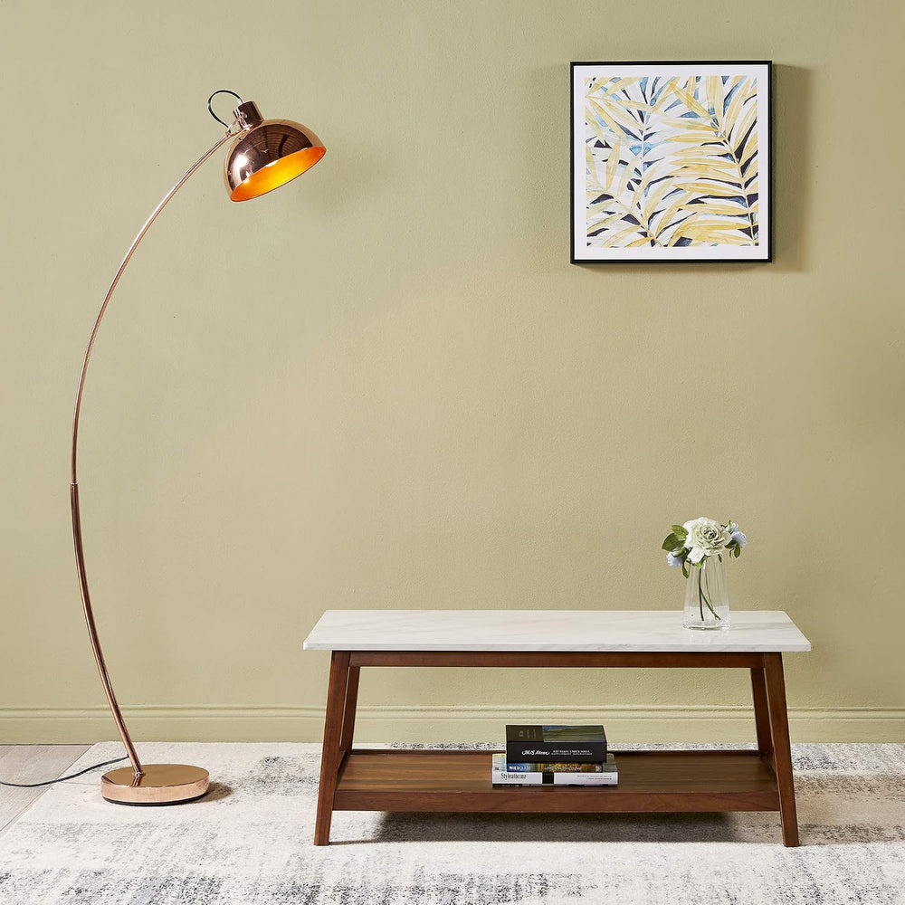 Teamson Home Kingston Wooden Coffee Table with Storage and Marble-Look Top fo...