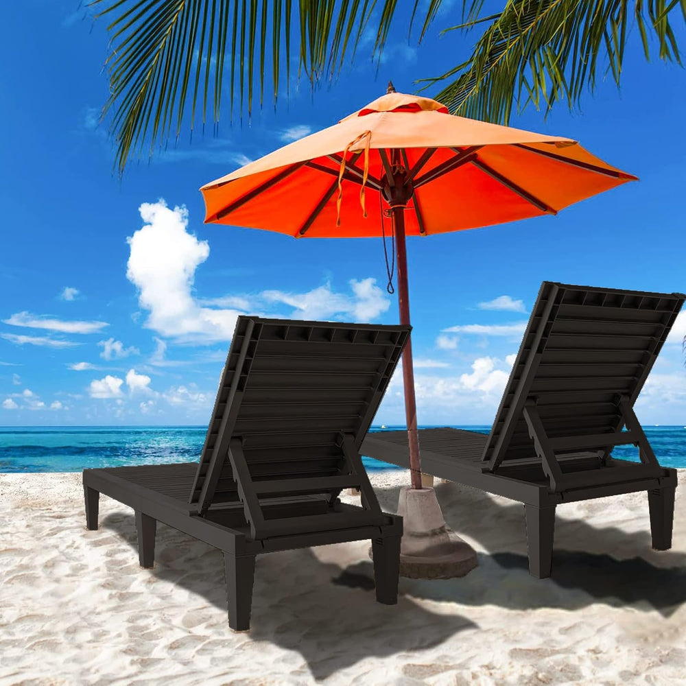 EUNHOO Chaise Lounge Outdoor Set of 4,Adjustable Pool Lounge Chair with 5 Pos...