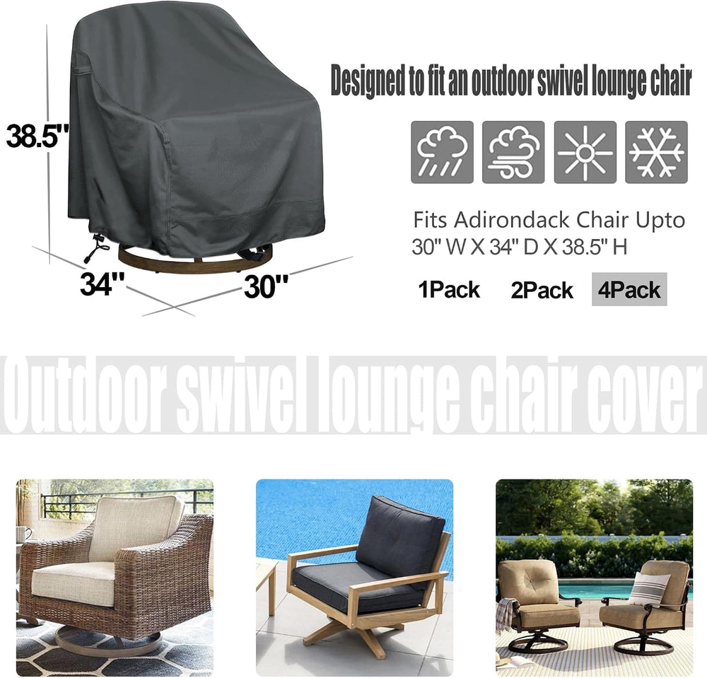 Patio Chair Covers 4 Pack, Waterproof Outdoor Swivel Chair Cover