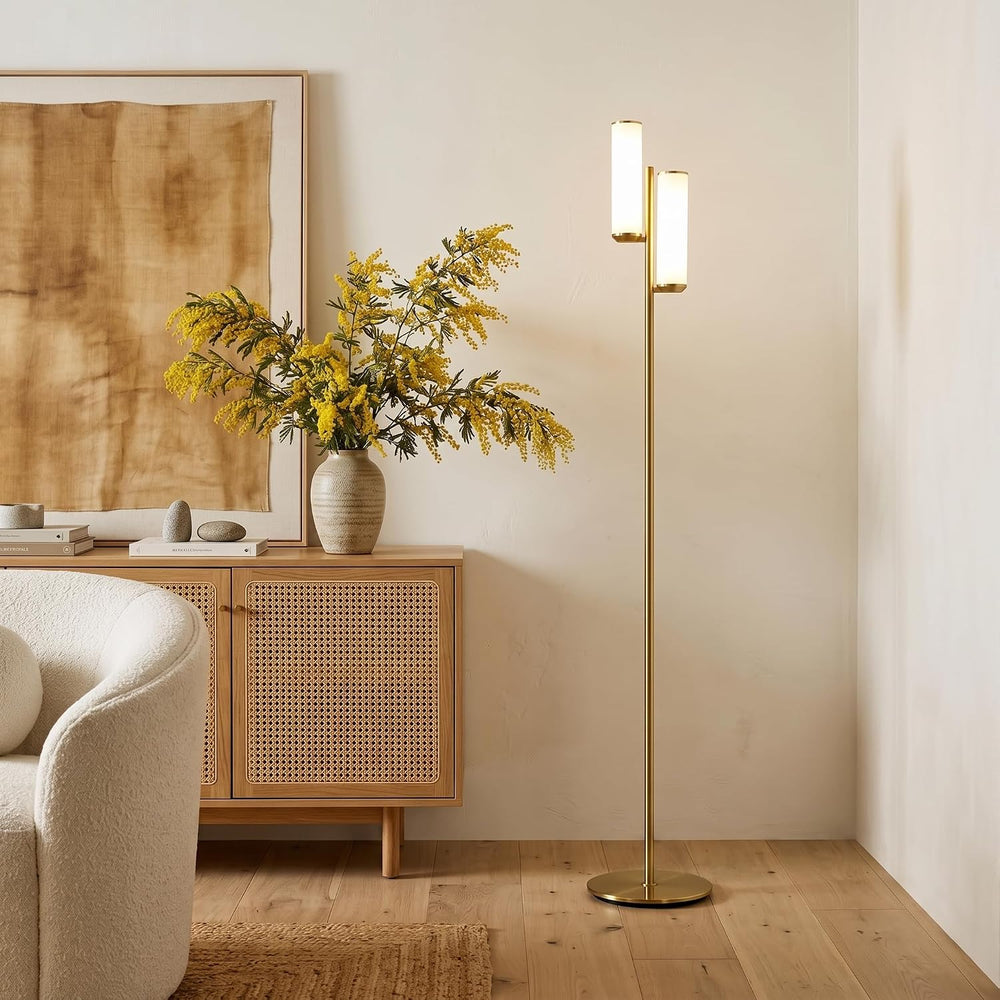 Brightech Gemini Dimmable Floor Lamp with Two Lights - Modern Tall Tree Lamp ...