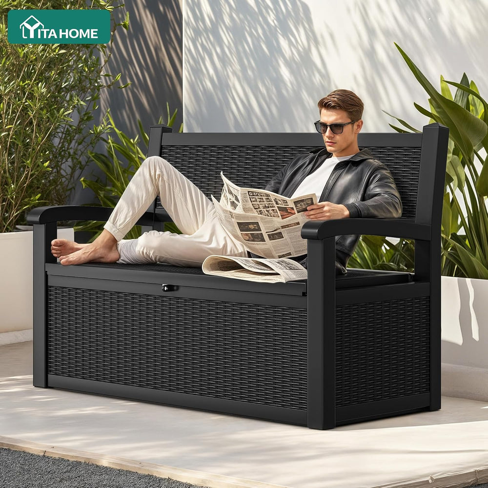 YITAHOME 80 Gallon Storage Bench Deck Box, Lockable Patio Bench with Hidden S...