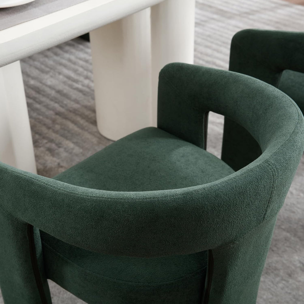 GNIXUU Green Barrel Dining Chair Set of 4, Modern Boucle Upholstered Dining R...
