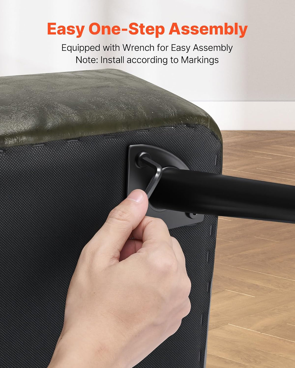 VEVOR Leather Storage Ottoman Bench, PU Leather Bench with Storage and Metal ...