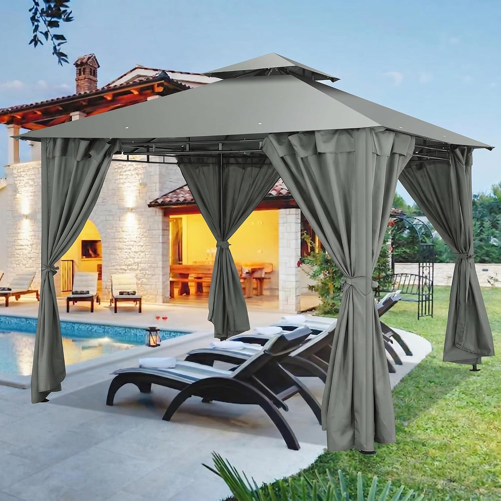 COBIZI 10x10 FT Outdoor Gazebo, Soft Top Patio Gazebo with Ventilated Double-...