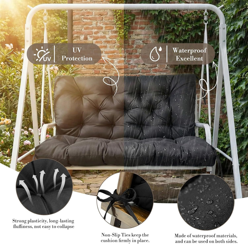 Outdoor/Indoor Swing Replacement Cushion, 2 or 3 Seats Bench Cushions with Ba...