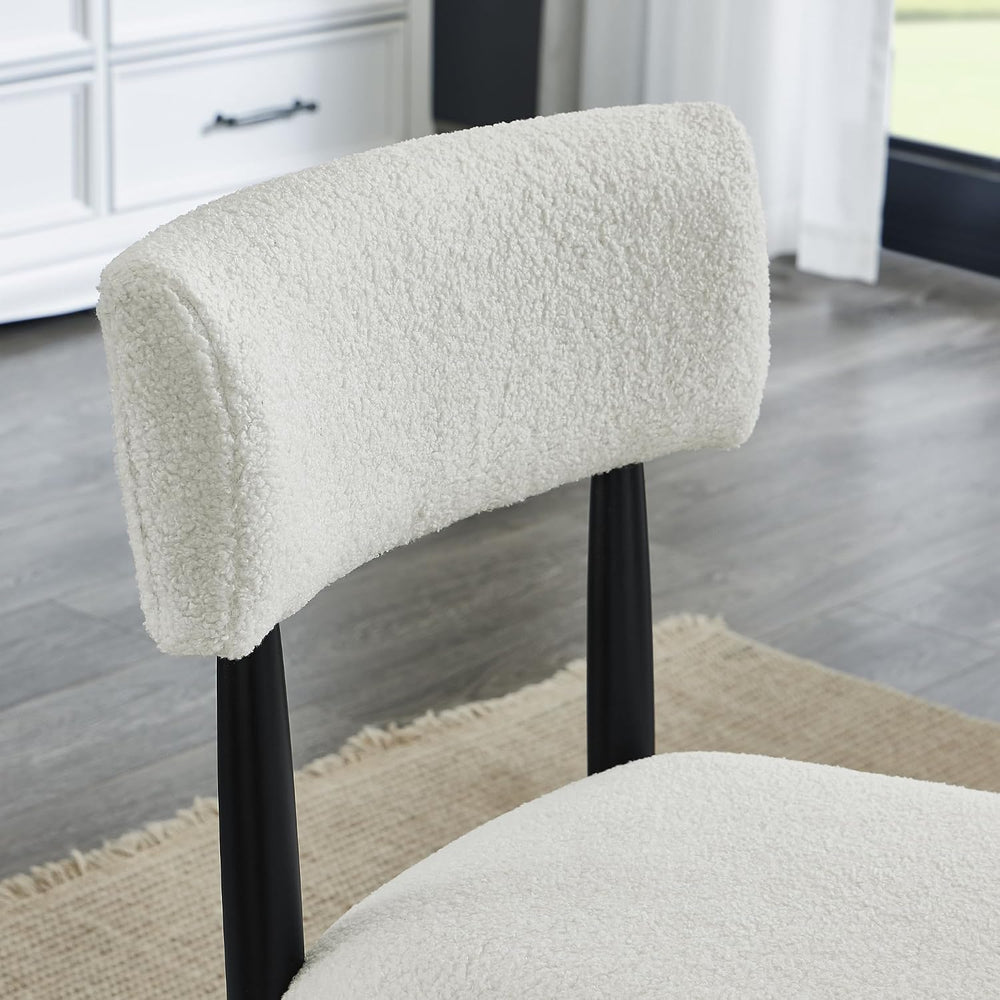Roundhill Furniture Ellis Boucle Upholstered Dining Chairs, Set of 2, White/M...