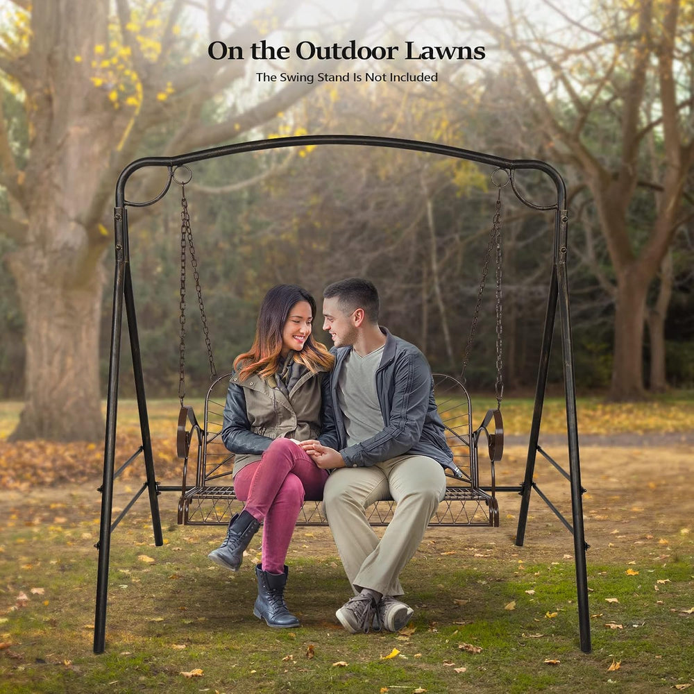 VINGLI Heavy Duty Metal Porch Swing, 660 LBS Outdoor Swing Bench, Slimline