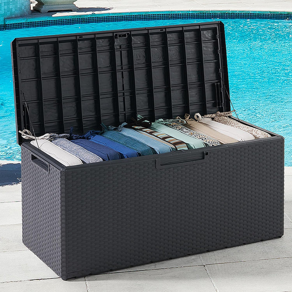 Toomax Deck Box - Lockable Lid, Gray - 90 Gal - Resin