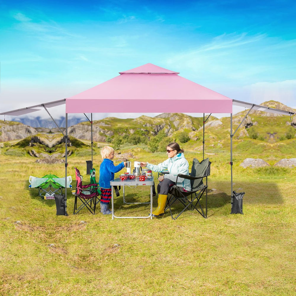 Tangkula 10x17.6 Ft Pop Up Canopy with Adjustable Dual Awnings, 2 Tier Outdoo...