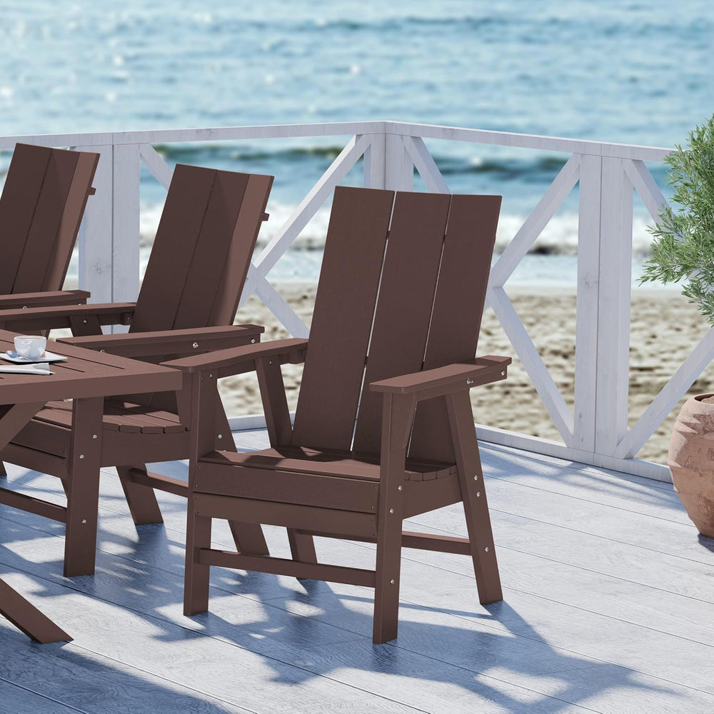 WestinTrends Ashore Outdoor Patio HDPE Plastic Modern Adirondack Dining Chair...