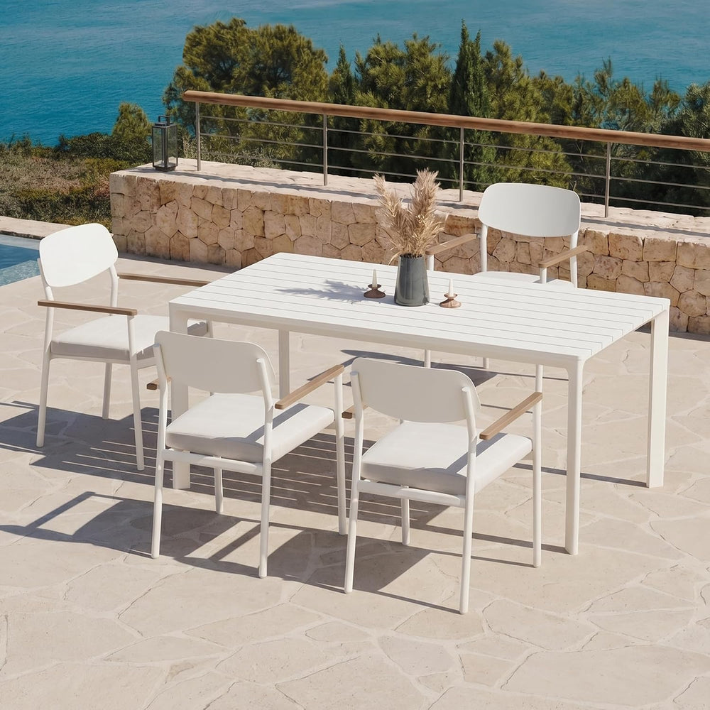 Modern Shade Luxury Outdoor Dining Chairs Set of 4, Fade Resistant, All-Alumi...
