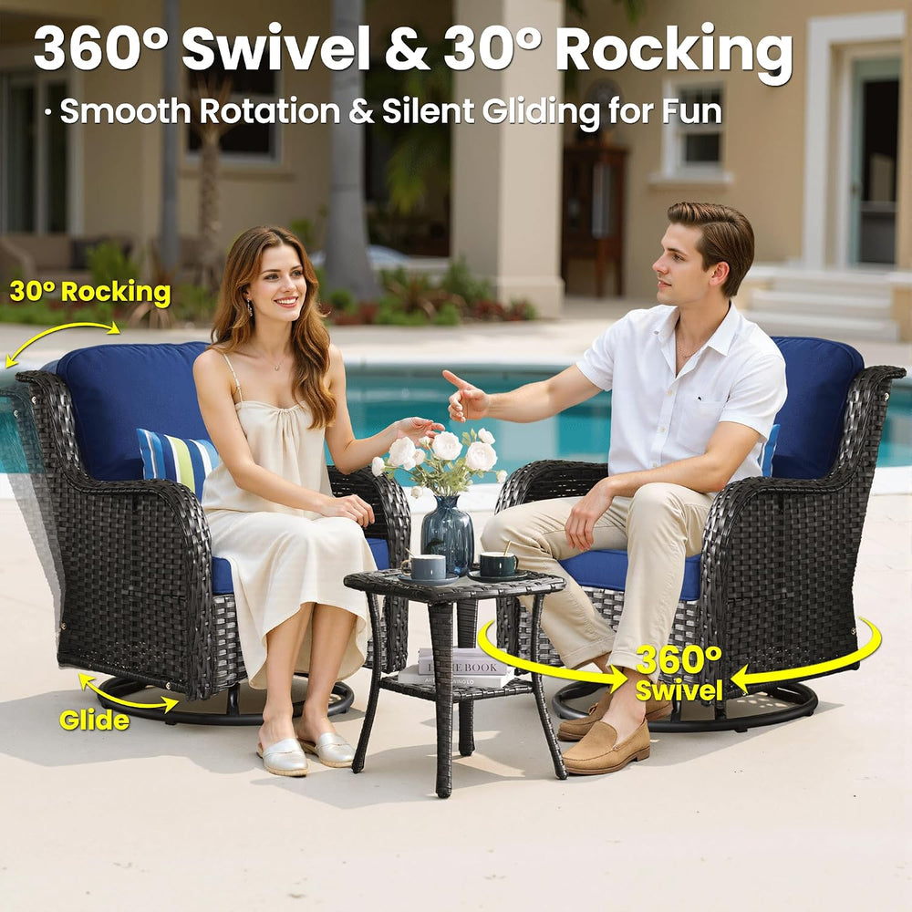 ovios 5-Piece Patio Furniture Set with Swivel Chairs Side Table, Outdoor Wick...