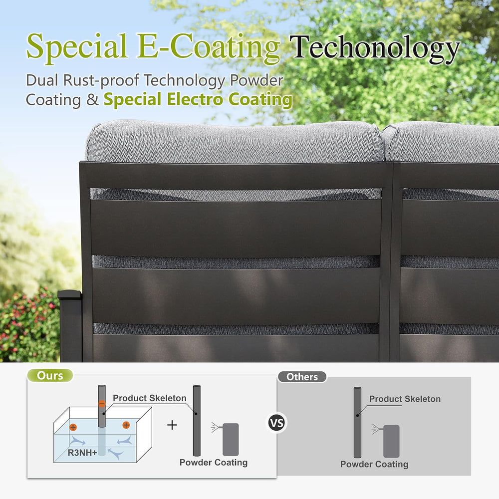 Sophia & William 5 Piece Metal Patio Furniture Set with Gray Cushions