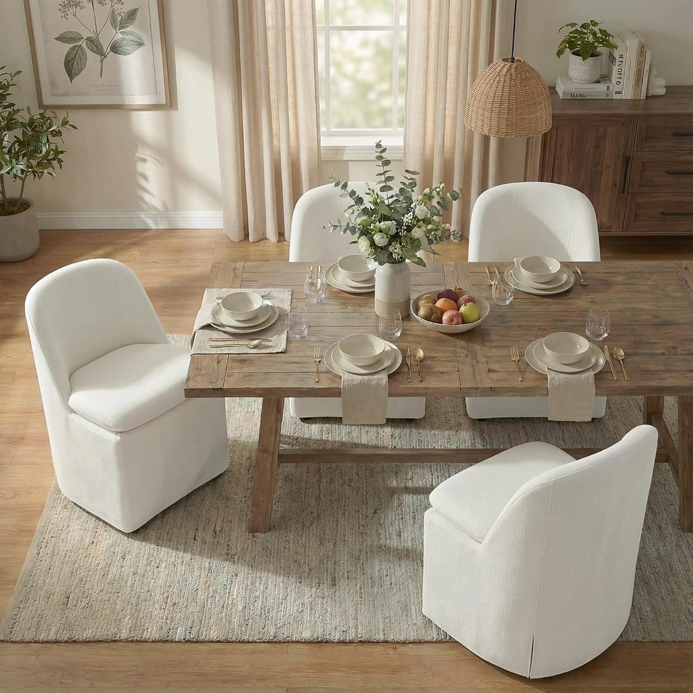 KISLOT Upholstered Dining Chairs with Casters, Washable Cover Modern Dining R...